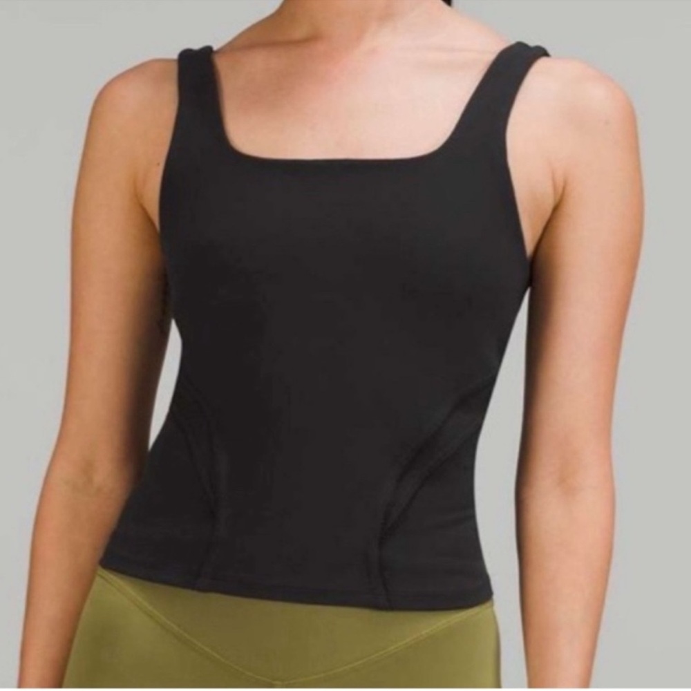 Lululemon Nulu and Mesh-Back Shelf-Bra Yoga Tank Top Black size 8 Like New - Picture 5 of 11